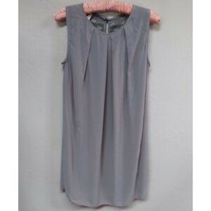 Italian Style Womens Pleated Front Overlay Tank Top Taupe Sleeveless Italy Made